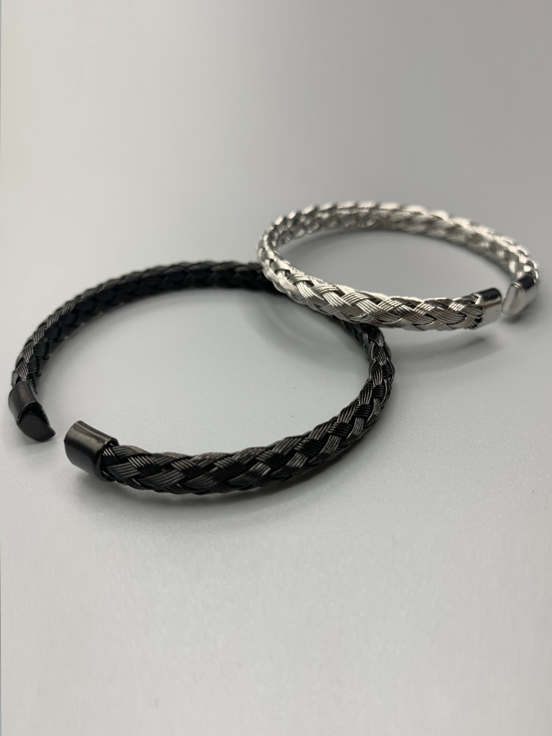 Silver Braided Metal Cuff Bracelet